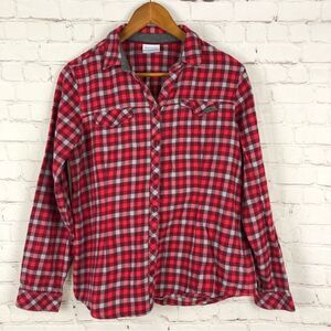 Columbia Red Plaid Button Up Women’s Sz Large